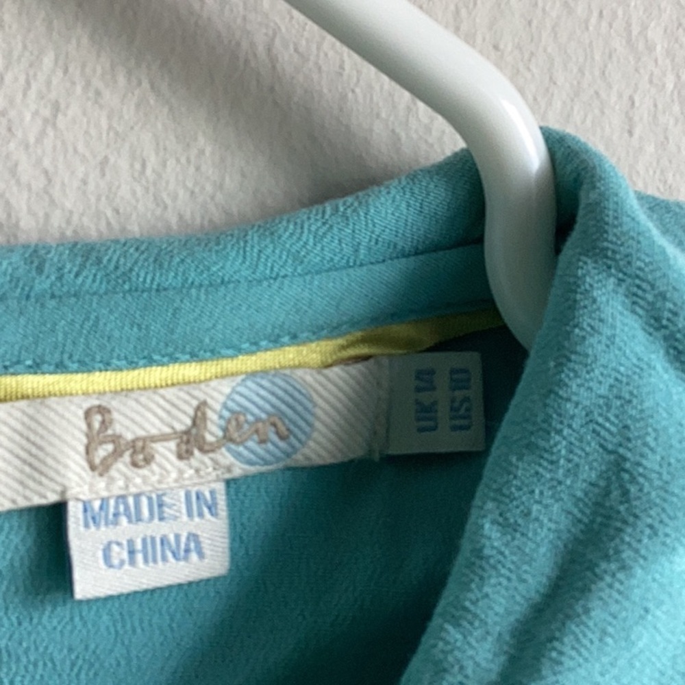 Boden Teal Short-Sleeve Peter Pan Collar Top - Picture 5 of 6